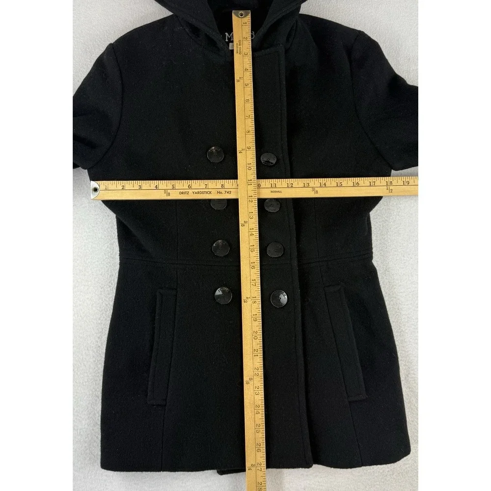 Vtg Y2K‎ Mudd Hooded Wool Blend Double Breasted Peacoat Juniors JRS Medium Black